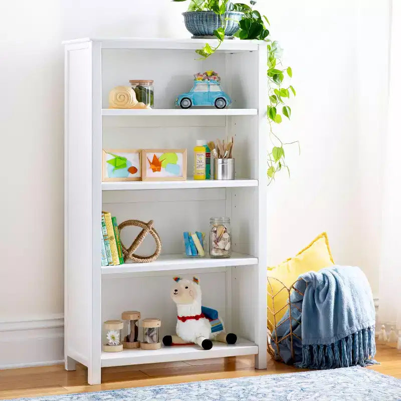 Guidecraft Taiga - Bibliothèque à 4 étagères - Unité de rangement et bibliothèque de 54 po pour chambres à coucher ou salles de jeux, Meuble en bois pour livres, jouets, fournitures scolaires