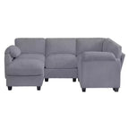 HYLEORY Canapé d'angle modulable avec ottoman mobile, canapé rembourré confortable en forme de U avec coussin d'assise à deux couches pour salon, velours côtelé