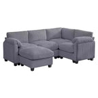 HYLEORY Canapé d'angle modulable avec ottoman mobile, canapé rembourré confortable en forme de U avec coussin d'assise à deux couches pour salon, velours côtelé