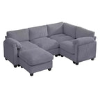 HYLEORY Canapé d'angle modulable avec ottoman mobile, canapé rembourré confortable en forme de U avec coussin d'assise à deux couches pour salon, velours côtelé
