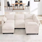 HYLEORY Canapé d'angle modulable avec ottoman mobile, canapé rembourré confortable en forme de U avec coussin d'assise à deux couches pour salon, velours côtelé