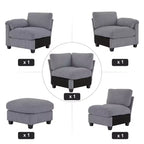 HYLEORY Canapé d'angle modulable avec ottoman mobile, canapé rembourré confortable en forme de U avec coussin d'assise à deux couches pour salon, velours côtelé
