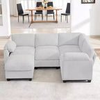 HYLEORY Canapé d'angle modulable avec ottoman mobile, canapé rembourré confortable en forme de U avec coussin d'assise à deux couches pour salon, velours côtelé