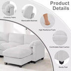 HYLEORY Canapé d'angle modulable avec ottoman mobile, canapé rembourré confortable en forme de U avec coussin d'assise à deux couches pour salon, velours côtelé