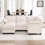 HYLEORY Canapé d'angle modulable avec ottoman mobile, canapé rembourré confortable en forme de U avec coussin d'assise à deux couches pour salon, velours côtelé