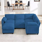HYLEORY Canapé d'angle modulable avec ottoman mobile, canapé rembourré confortable en forme de U avec coussin d'assise à deux couches pour salon, velours côtelé