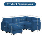 HYLEORY Canapé d'angle modulable avec ottoman mobile, canapé rembourré confortable en forme de U avec coussin d'assise à deux couches pour salon, velours côtelé