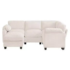 HYLEORY Canapé d'angle modulable avec ottoman mobile, canapé rembourré confortable en forme de U avec coussin d'assise à deux couches pour salon, velours côtelé