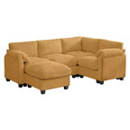 HYLEORY Canapé d'angle modulable avec ottoman mobile, canapé rembourré confortable en forme de U avec coussin d'assise à deux couches pour salon, velours côtelé