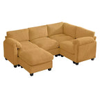 HYLEORY Canapé d'angle modulable avec ottoman mobile, canapé rembourré confortable en forme de U avec coussin d'assise à deux couches pour salon, velours côtelé