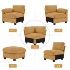 HYLEORY Canapé d'angle modulable avec ottoman mobile, canapé rembourré confortable en forme de U avec coussin d'assise à deux couches pour salon, velours côtelé