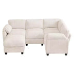 HYLEORY Canapé d'angle modulable avec ottoman mobile, canapé rembourré confortable en forme de U avec coussin d'assise à deux couches pour salon, velours côtelé