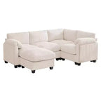 HYLEORY Canapé d'angle modulable avec ottoman mobile, canapé rembourré confortable en forme de U avec coussin d'assise à deux couches pour salon, velours côtelé