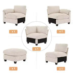 HYLEORY Canapé d'angle modulable avec ottoman mobile, canapé rembourré confortable en forme de U avec coussin d'assise à deux couches pour salon, velours côtelé