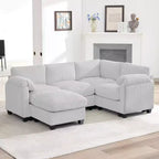 HYLEORY Canapé d'angle modulable avec ottoman mobile, canapé rembourré confortable en forme de U avec coussin d'assise à deux couches pour salon, velours côtelé