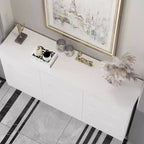 Commode horizontale Famapy pour chambre à coucher, moderne, minimaliste, poignées invisibles, blanc