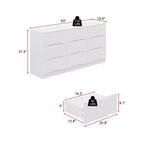 Commode horizontale Famapy pour chambre à coucher, moderne, minimaliste, poignées invisibles, blanc