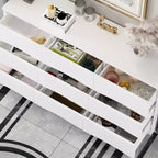Commode horizontale Famapy pour chambre à coucher, moderne, minimaliste, poignées invisibles, blanc