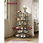 VASAGLE Étagère à chaussures 7 niveaux, Tour à chaussures rotative, Organisateur de placard à chaussures, Étagère à chaussures, 28-35 paires, 60 x 60 x 120 cm