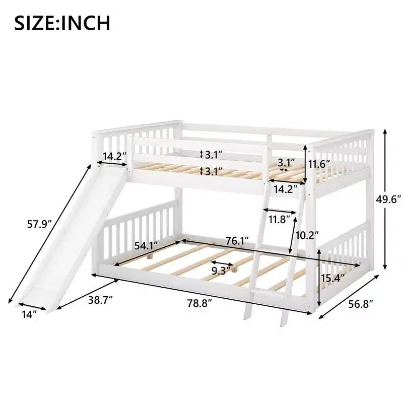Lit superposé double Whisen Wood avec toboggan convertible et échelle