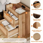Ensemble de 2 tables de chevet, Tables de chevet modernes, Tables de nuit avec 2 tiroirs en rotin PE, Tables de chevet en rotin pour chambre à coucher et salon