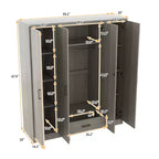 Armoire penderie 4 portes Whisen Wood avec tringle, 1 tiroir et étagères de rangement