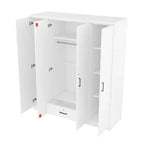 Armoire penderie 4 portes Whisen Wood avec tringle, 1 tiroir et étagères de rangement