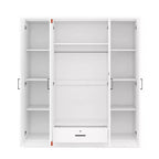 Armoire penderie 4 portes Whisen Wood avec tringle, 1 tiroir et étagères de rangement