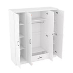 Armoire penderie 4 portes Whisen Wood avec tringle, 1 tiroir et étagères de rangement