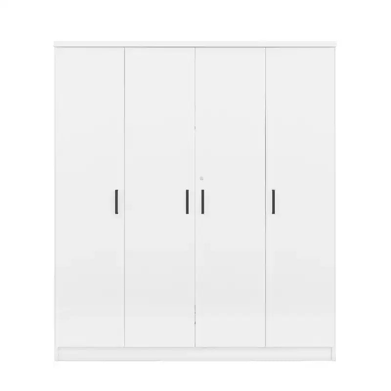 Armoire penderie 4 portes Whisen Wood avec tringle, 1 tiroir et étagères de rangement