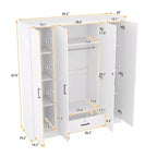Armoire penderie 4 portes Whisen Wood avec tringle, 1 tiroir et étagères de rangement