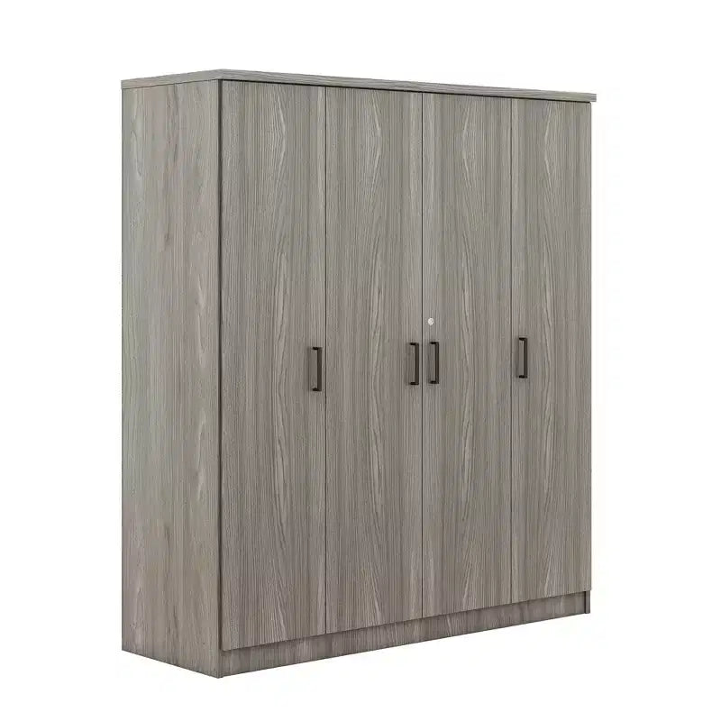 Armoire penderie 4 portes Whisen Wood avec tringle, 1 tiroir et étagères de rangement