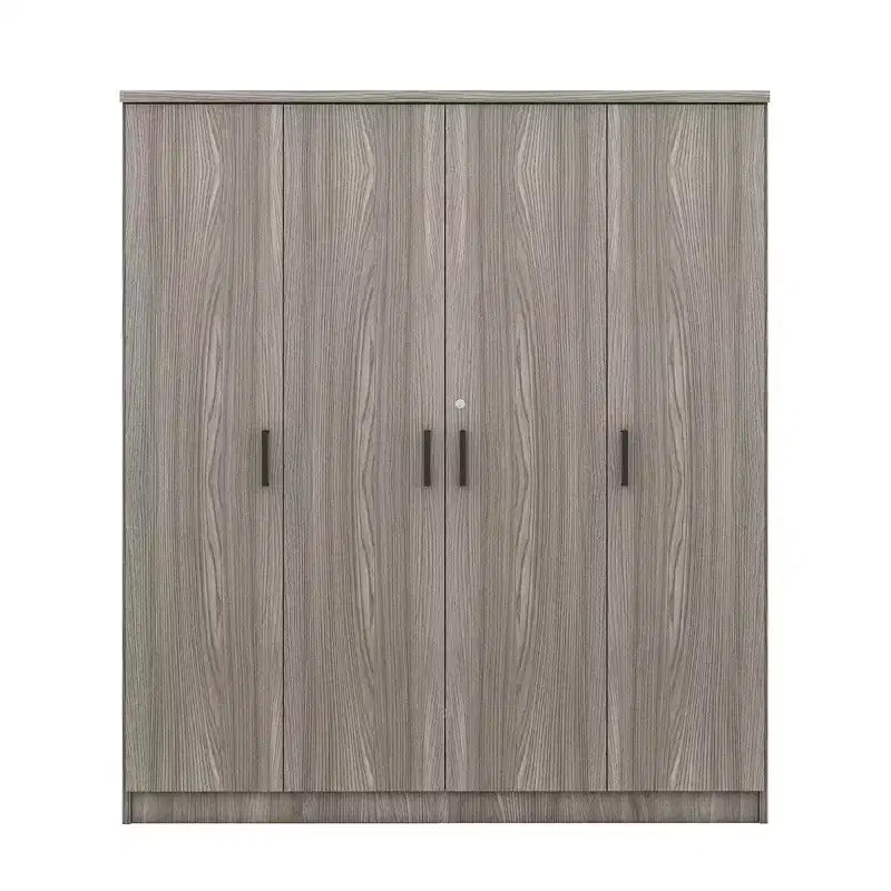 Armoire penderie 4 portes Whisen Wood avec tringle, 1 tiroir et étagères de rangement