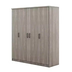 Armoire penderie 4 portes Whisen Wood avec tringle, 1 tiroir et étagères de rangement