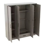 Armoire penderie 4 portes Whisen Wood avec tringle, 1 tiroir et étagères de rangement