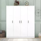 Armoire penderie 4 portes Whisen Wood avec tringle, 1 tiroir et étagères de rangement
