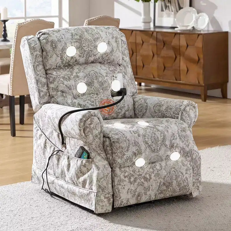 Fauteuil inclinable électrique Lori Lift Assist avec massage, chaleur et appui-tête manuel | ART OF LIVING DESIGNS