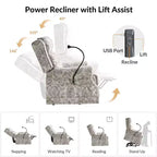 Fauteuil inclinable électrique Lori Lift Assist avec massage, chaleur et appui-tête manuel | ART OF LIVING DESIGNS