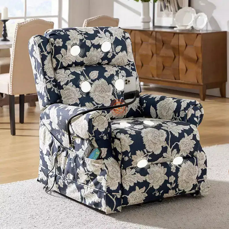 Fauteuil inclinable électrique Lori Lift Assist avec massage, chaleur et appui-tête manuel | ART OF LIVING DESIGNS