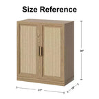 PexFix 36x31x16 Meuble d'appoint en rotin et bois avec étagère réglable Meuble de rangement Naturel