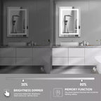 Meuble de salle de bain HBEZON avec miroirs et lumières, armoire murale éclairée, anti-buée, intensité réglable, aluminium, argent