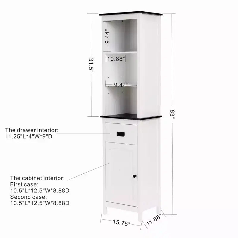 Meuble de salle de bain colonne LuxenHome en bois blanc de 160 cm