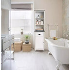 Meuble de salle de bain colonne LuxenHome en bois blanc de 160 cm