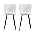 Tabourets de bar rembourrés modernes Christopher Knight Home Serein 26'' avec pieds en métal à embouts dorés (lot de 2)