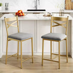 Whizmax Bar Stools Set of 2/4, Upholstered Bar Chairs with Back, Thick Cushion, Counter Height Barstools for Kitchen Island Apartment Counter Bar