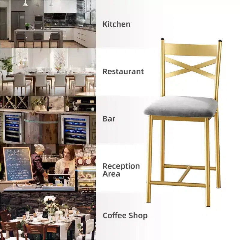 Tabourets de Bar Whizmax Lot de 2/4, Chaises de Bar Rembourrées avec Dossier, Coussin épais, Tabourets de Comptoir Hauteur Standard pour Îlot de Cuisine, Appartement, Bar