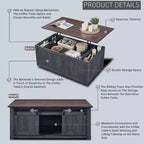 Table basse de ferme 48 po avec dessus relevable et porte de grange coulissante, table basse pour salon