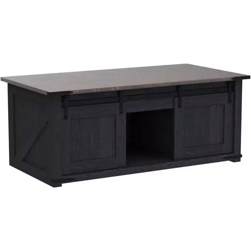 Table basse de ferme 48 po avec dessus relevable et porte de grange coulissante, table basse pour salon