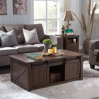 Table basse de ferme 48 po avec dessus relevable et porte de grange coulissante, table basse pour salon