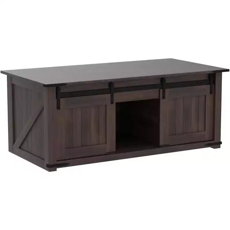 Table basse de ferme 48 po avec dessus relevable et porte de grange coulissante, table basse pour salon